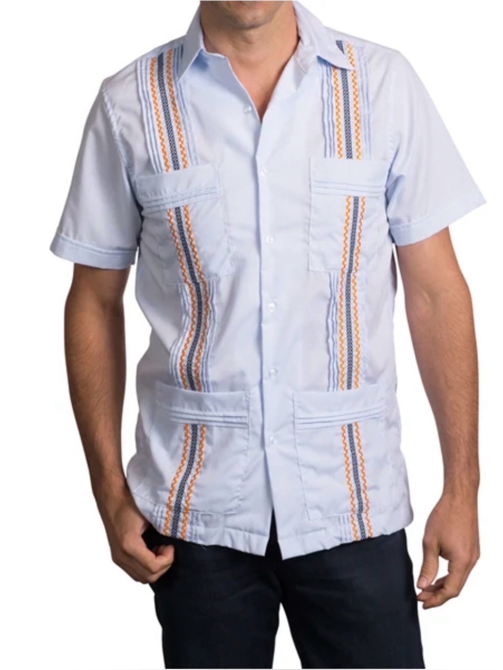SAN CRISTOBAL Short Sleeve Go Stros Embroidered Guayabera - Small